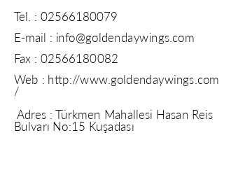 Goldenday Wings Hotel iletiim bilgileri